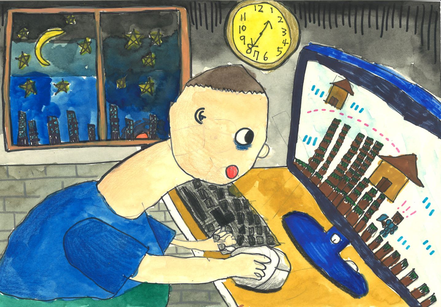 [그리기 저학년 부문_우수] 게임에 빠져 거북이가 된 사람 이미지