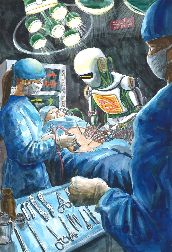[그리기 고학년 부문_우수] 사람을 살리는 AI 로봇 이미지