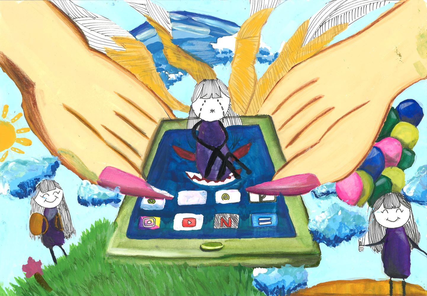 [그리기 고학년 부문_장려] 핸드폰을 하지 않았다면 할 수 있던 것 이미지