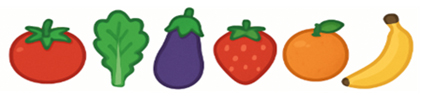 토마토, 배추, 가지, 딸기, 귤, 바나나 이미지